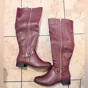 Women's Burgundy Knee-High Boots